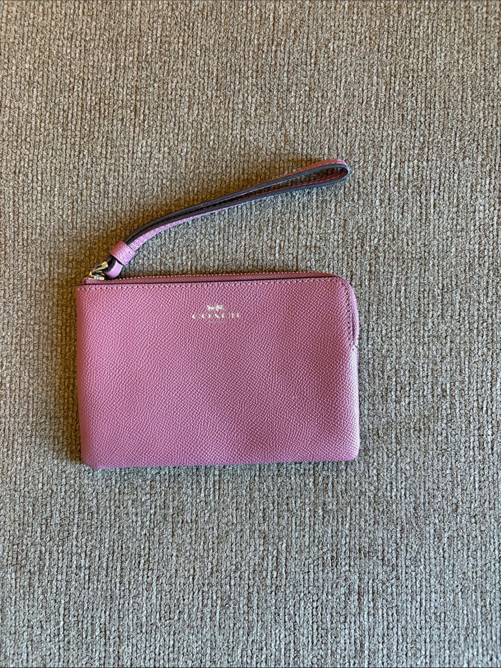 Coach Pink Pebbled Leather Wristlet Pouch